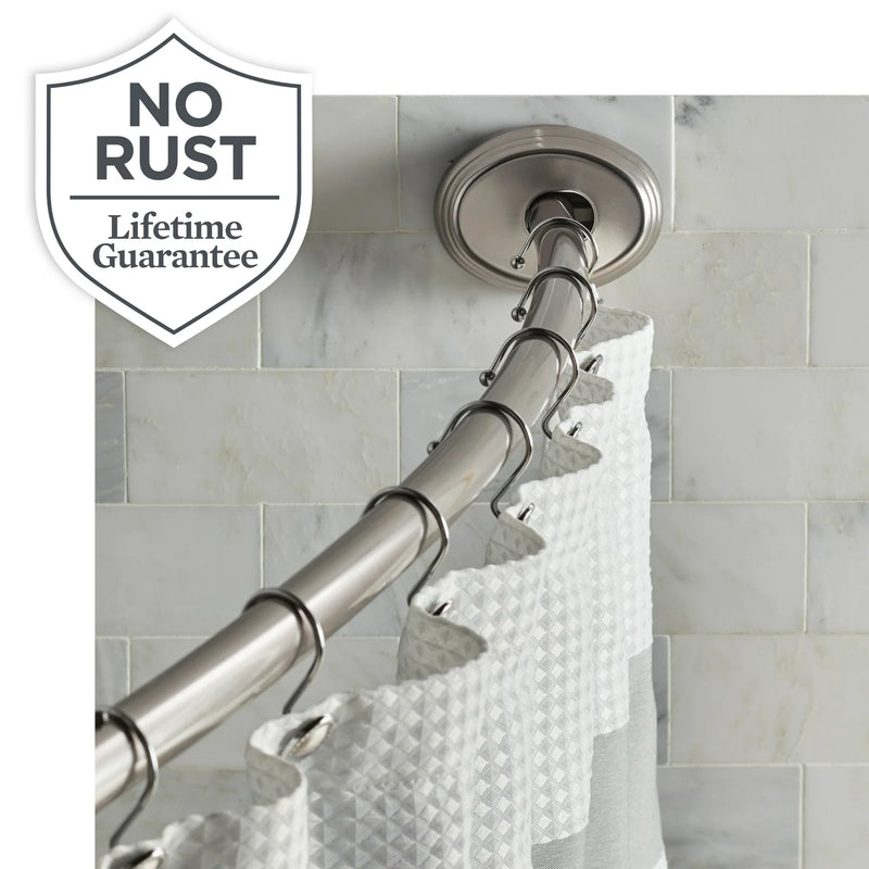 Dual Mount 50” to 72” Adjustable Curved Shower Curtain Rod, Nickel