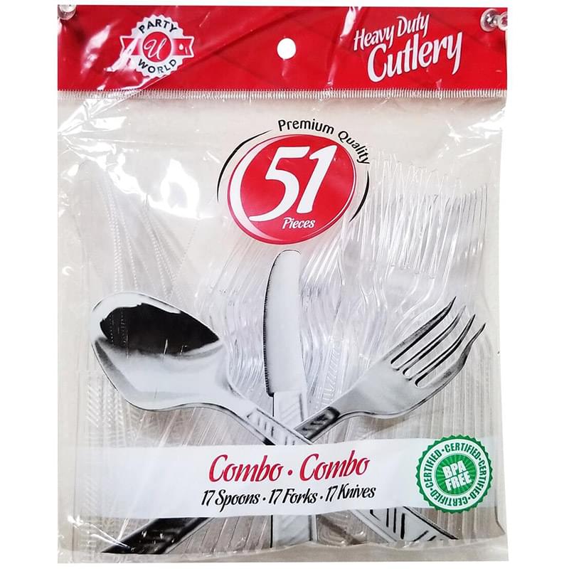 Clear Plastic Cutlery Assortment, 51 Count