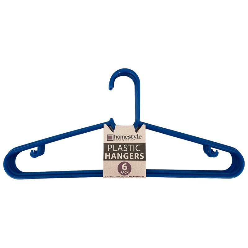 6 Plastic Hangers, Blue