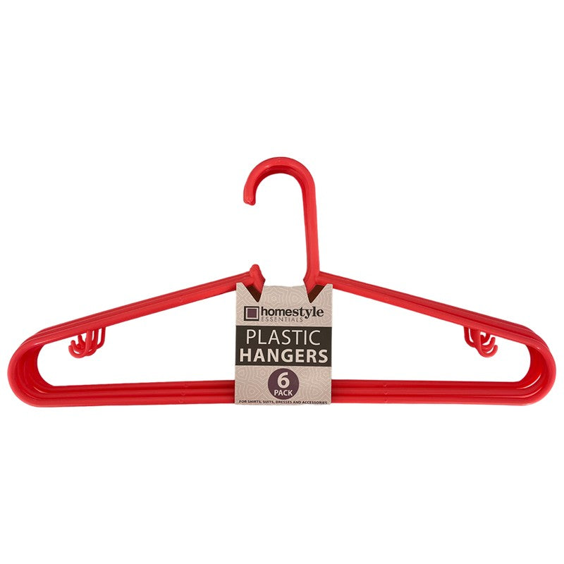 6 Plastic Hangers, Red