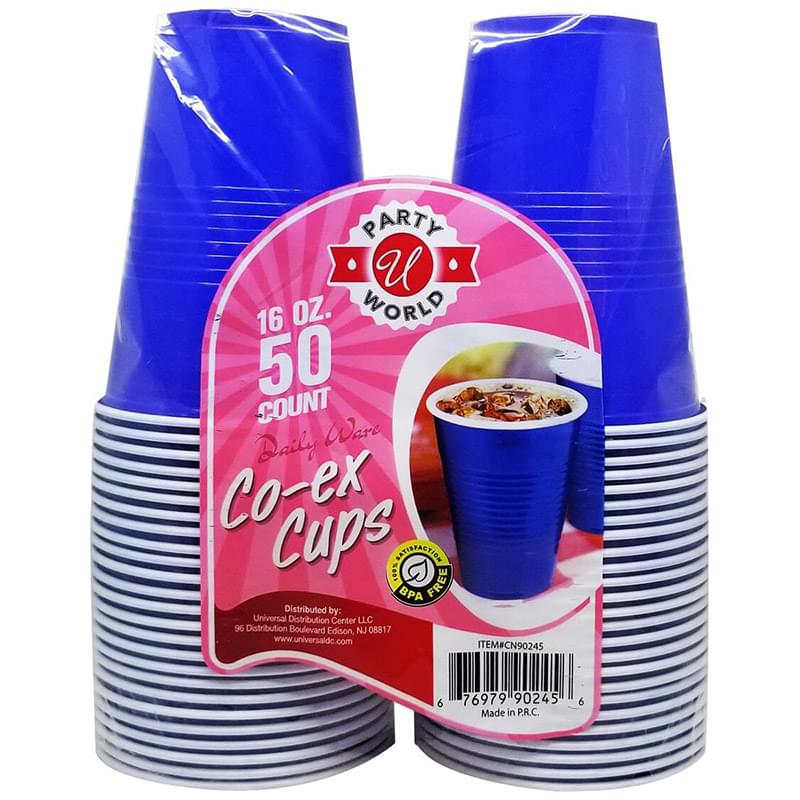 16 oz. Blue Plastic Cups, 50 Count