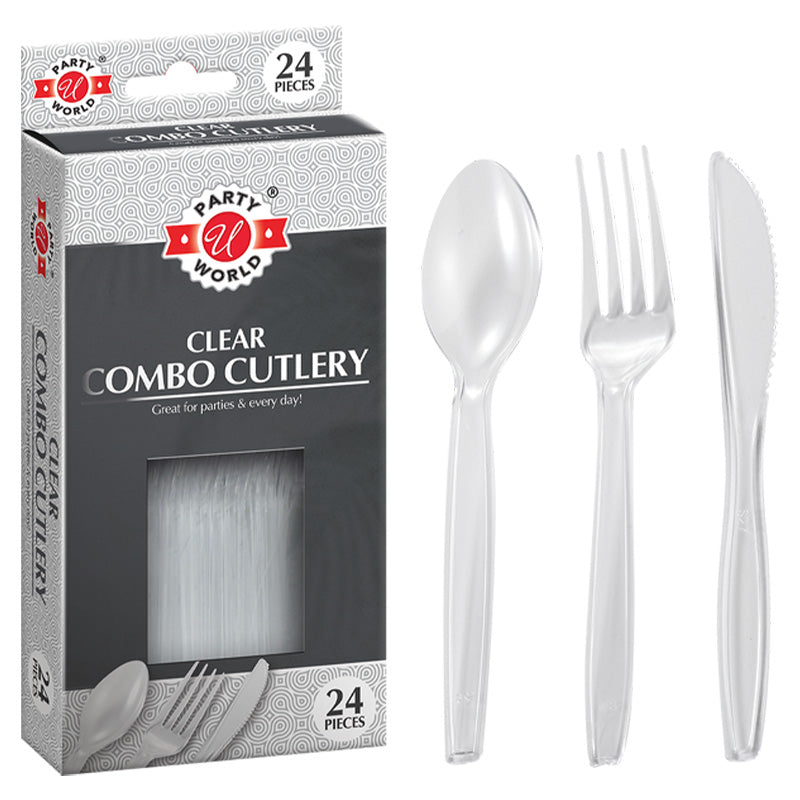 White Plastic Assorted Cutlery, 24 Count