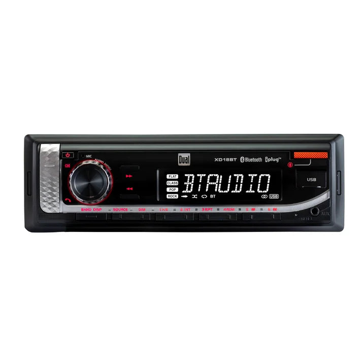 Dual Electronics XD18BT Single DIN Car Stereo Head Unit with Bluetooth