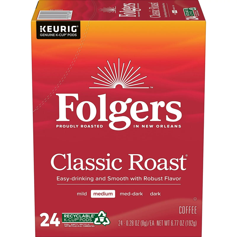 Folgers Classic Roast K-Cup Pods, Medium Roast Coffee, 24 Count, Best By; 5/25