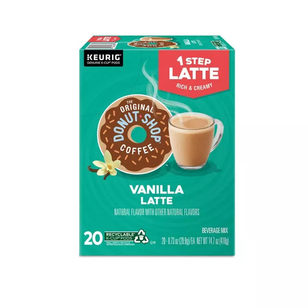 One Step Latte Vanilla Dark Roast- 20ct  K-Cup Pods - Best by 05/25