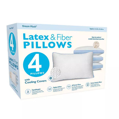 Imaginarium 4pk Latex and Fiber Pillows with Cooling Covers