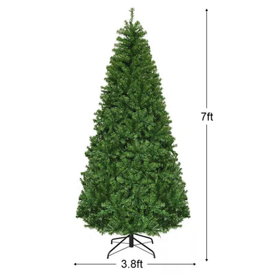 Costway 7' Pre-Lit Artificial Christmas Tree Hinged, 500 Lights