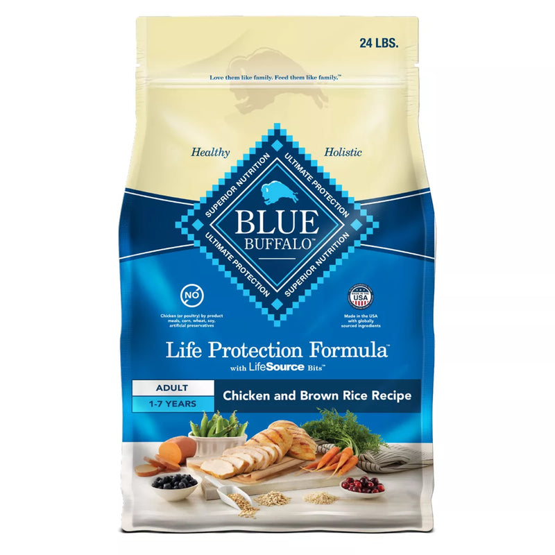 Blue Buffalo Life Protection Formula Natural Adult Dry Dog Food with Chicken and Brown Rice, 24lbs.