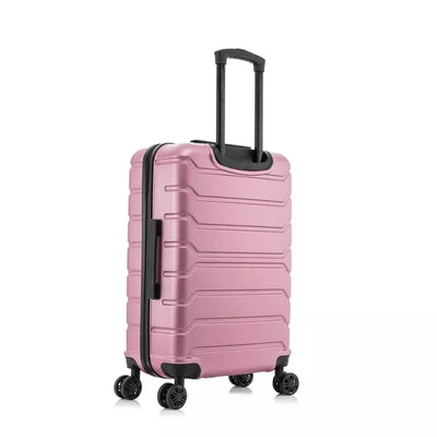 Lightweight Hardside Large Checked Spinner Suitcase, Rose Gold