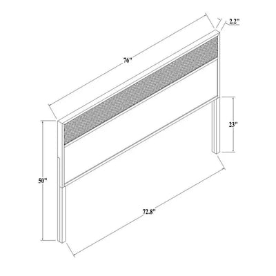 King Wood & Cane Transitional Headboard, Brown