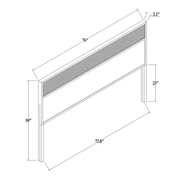 King Wood & Cane Transitional Headboard, Brown