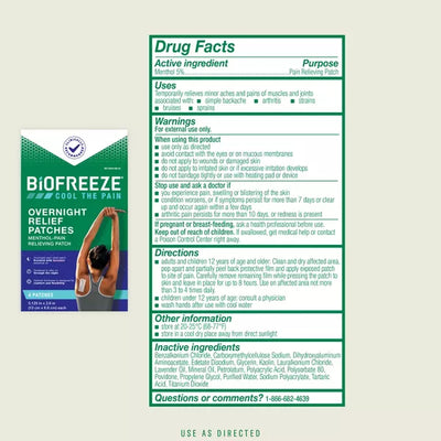 Biofreeze Overnight Joint and Muscle Pain Relief Patches, 4ct