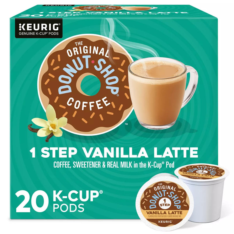 One Step Latte Vanilla Dark Roast- 20ct  K-Cup Pods - Best by 05/25