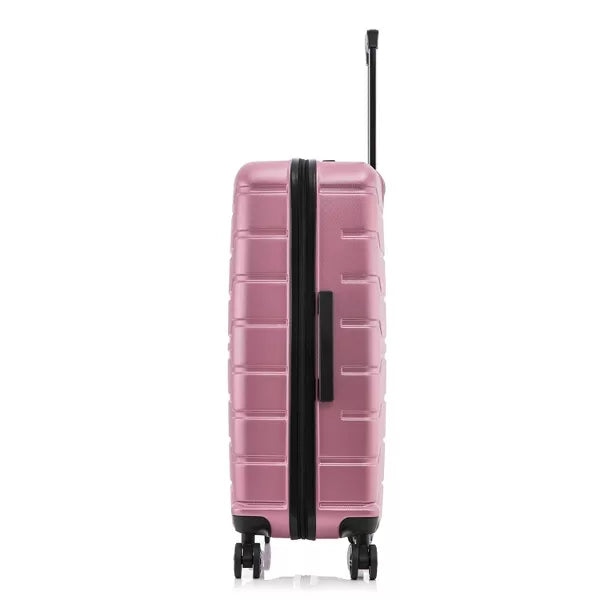 Lightweight Hardside Large Checked Spinner Suitcase, Rose Gold