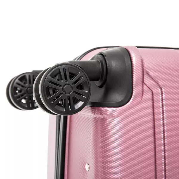 Lightweight Hardside Large Checked Spinner Suitcase, Rose Gold