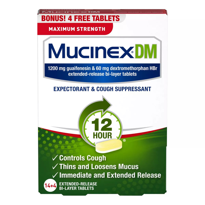 Mucinex DM Max Strength 12 Hour Cough Medicine, Tablets, 14ct BB 02/26