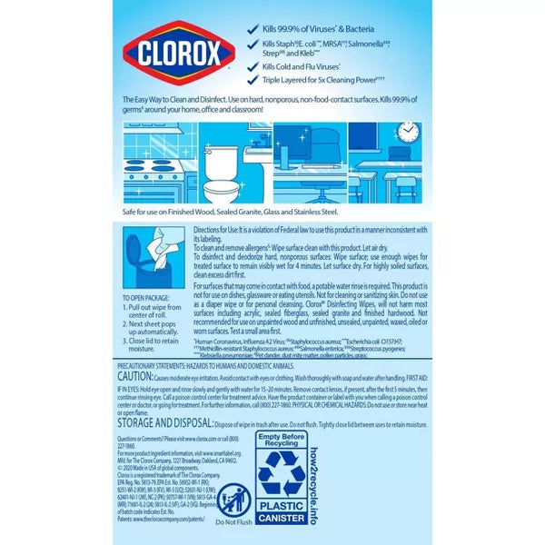 CloroxPro Disinfecting Wipes, Fresh Scent, 75/Case