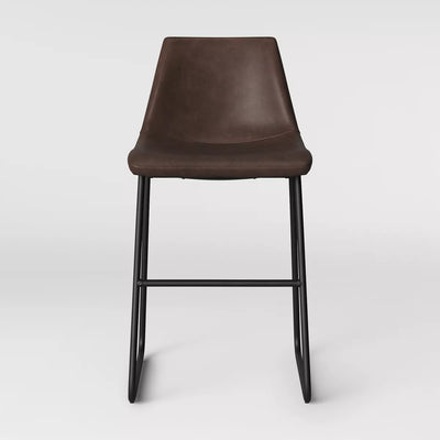 Bowden Faux Leather Barstool, Brown