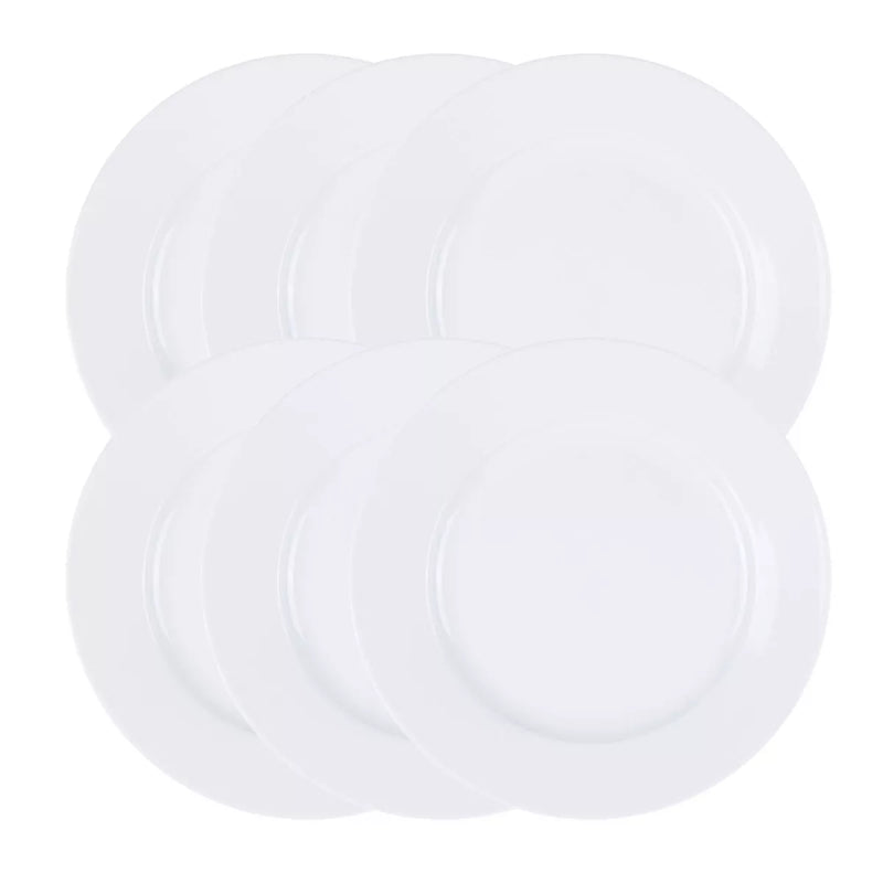 Gibson Our Table Simply White Porcelain 11 Inch Caterer Dinner Plates Set of 6