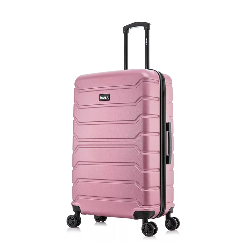 Lightweight Hardside Large Checked Spinner Suitcase, Rose Gold