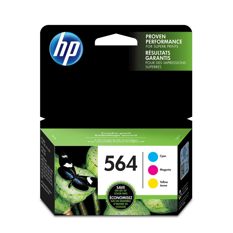 HP 564 3-pack Cyan/Magenta/Yellow Original Ink Cartridges, EXP: 04/23