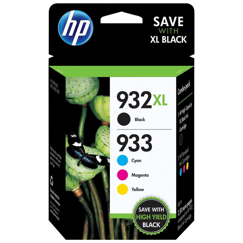 HP 932XL/933 High Yield Black and Standard Tri-Color Ink Cartridges, EXP 03/24