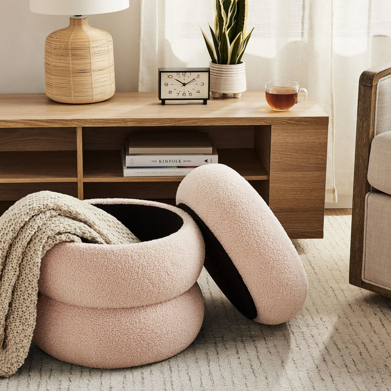 Mainstays Boucle Cloud Storage Ottoman, Blush