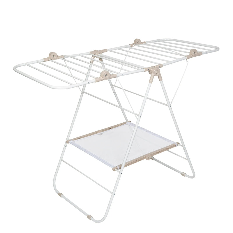 Mainstays Folding Steel and Mesh Freestanding Wing Clothes Drying Rack, White