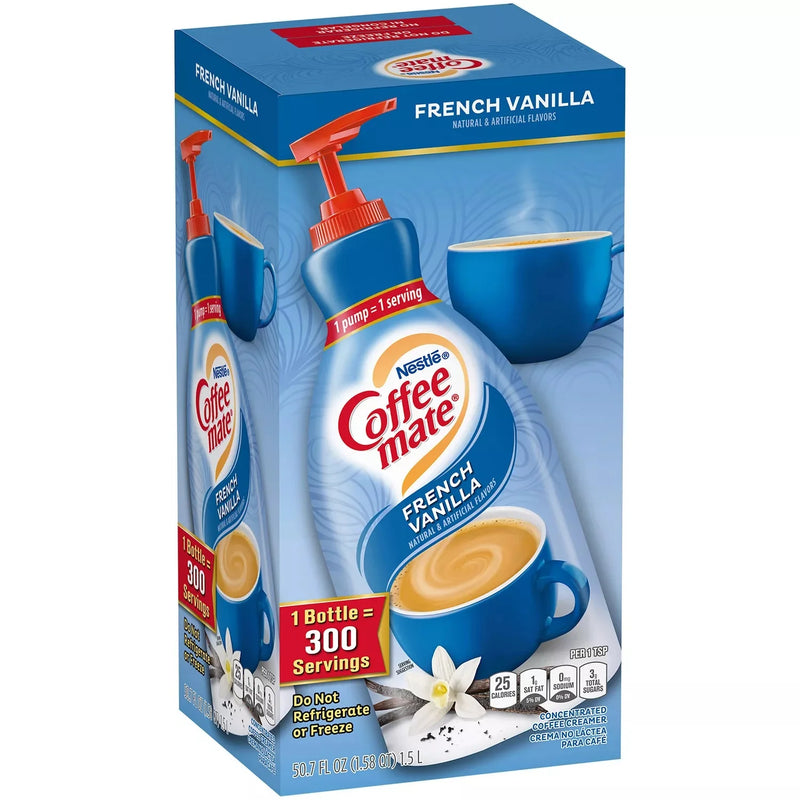 Nestle Coffee mate Liquid Creamer Pump, French Vanilla, Best By: 1/25