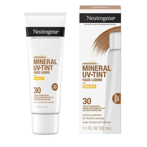 Neutrogena Purescreen+ Tinted Mineral Face Sunscreen, Medium Deep, 1.1 fl oz