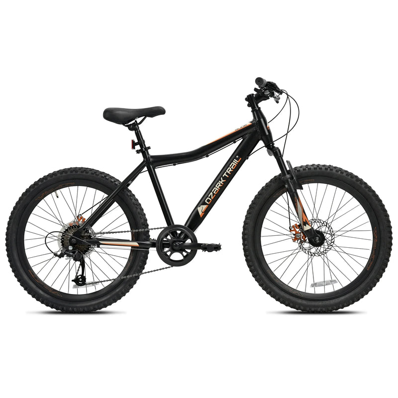 Ozark Trail Glide Mountain Bike, 24" Wheels, 8 Speed, Black, Fits Riders 4&