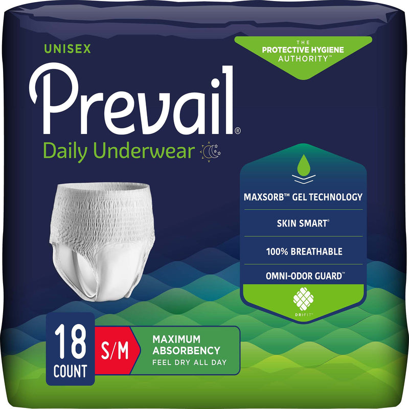 Prevail Daily Underwear, Incontinence, Disposable, Maximum Absorbency, Small / Medium