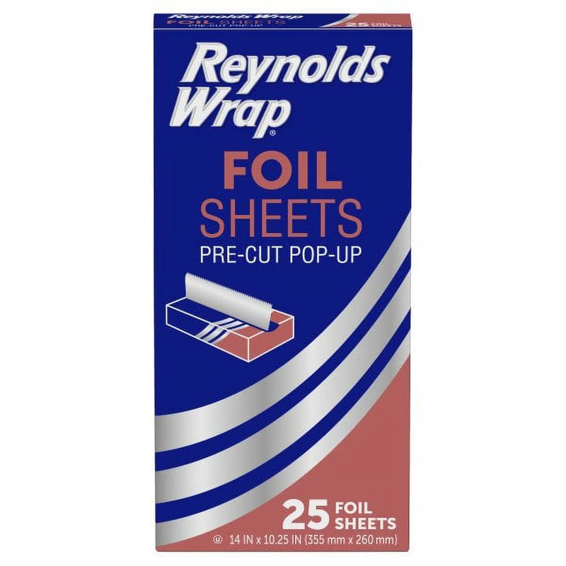 Reynolds Wrap Pre-Cut Aluminum Foil Sheets, 14" x 10.25", 25 Sheets