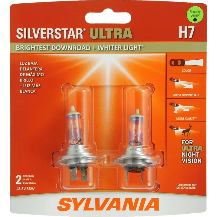 SYLVANIA H7 SilverStar ULTRA Halogen Headlight Bulb, 2 Pack