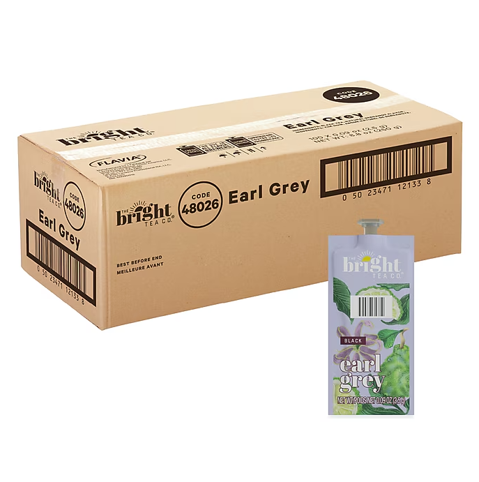 THE BRIGHT TEA CO. Earl Grey Tea FLAVIA Freshpacks, 100/Carton, Best By: 9/7/25