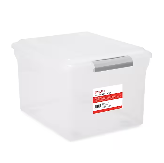 Staples Store & Slide Plastic File Box Latching, Letter/Legal Size