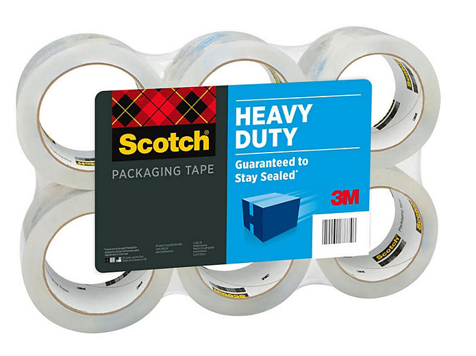 Scotch Heavy Duty Shipping Packaging Tape, 1.88" x 60.15 yd, 6-Pack