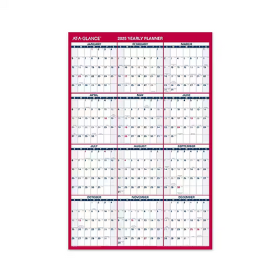 2025 AT-A-GLANCE 36" x 24" Yearly Wall Calendar, Reversible