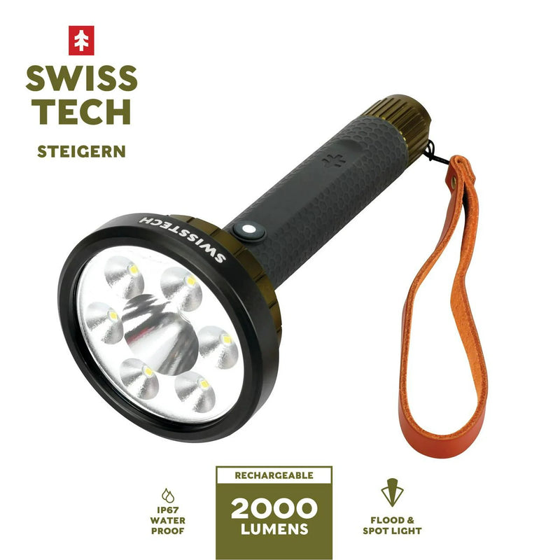 Swiss Tech Steigern 2000 Lumen LED Rechargeable Flashlight