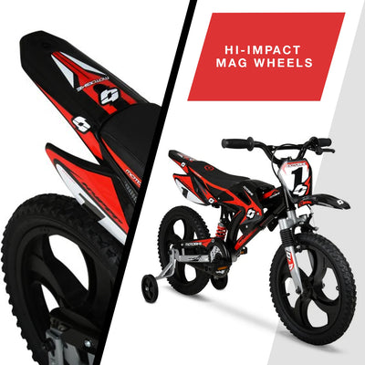 Hyper Moto Bike, 16" Mag Wheels, Including Training Wheels, Kids Ages 5-7 Years