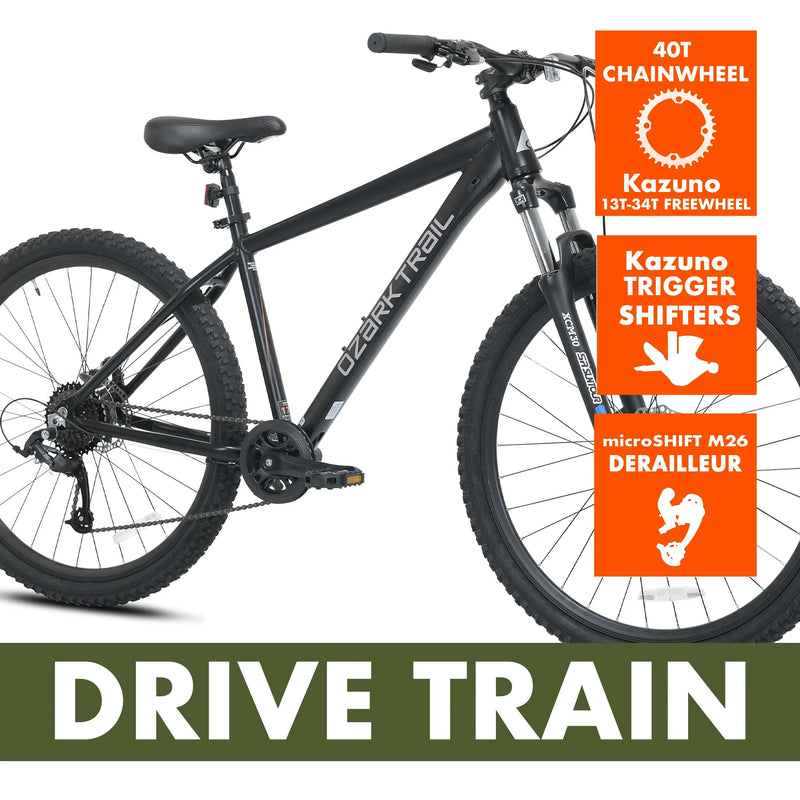 Ozark Trail 27.5 Vibe Mountain Bike Medium Frame Black Adult Unisex