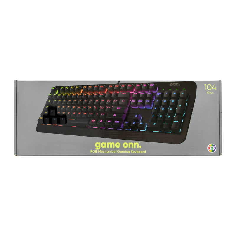 Onn. Gaming 104 Key Mechanical Keyboard with Blue Switches Adjustable