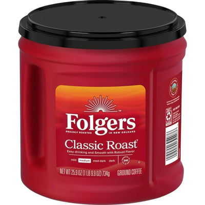 Folgers Classic Roast Ground Coffee, Medium Roast, 25.9 Ounce Canister