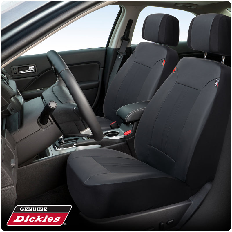 Genuine Dickies 3-Piece Black Petersen Vegan Leather Car Seat Covers, 43645WDI