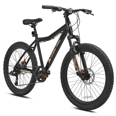 Ozark Trail Glide Mountain Bike, 24" Wheels, 8 Speed, Black, Fits Riders 4'6" - 5'6", Teen