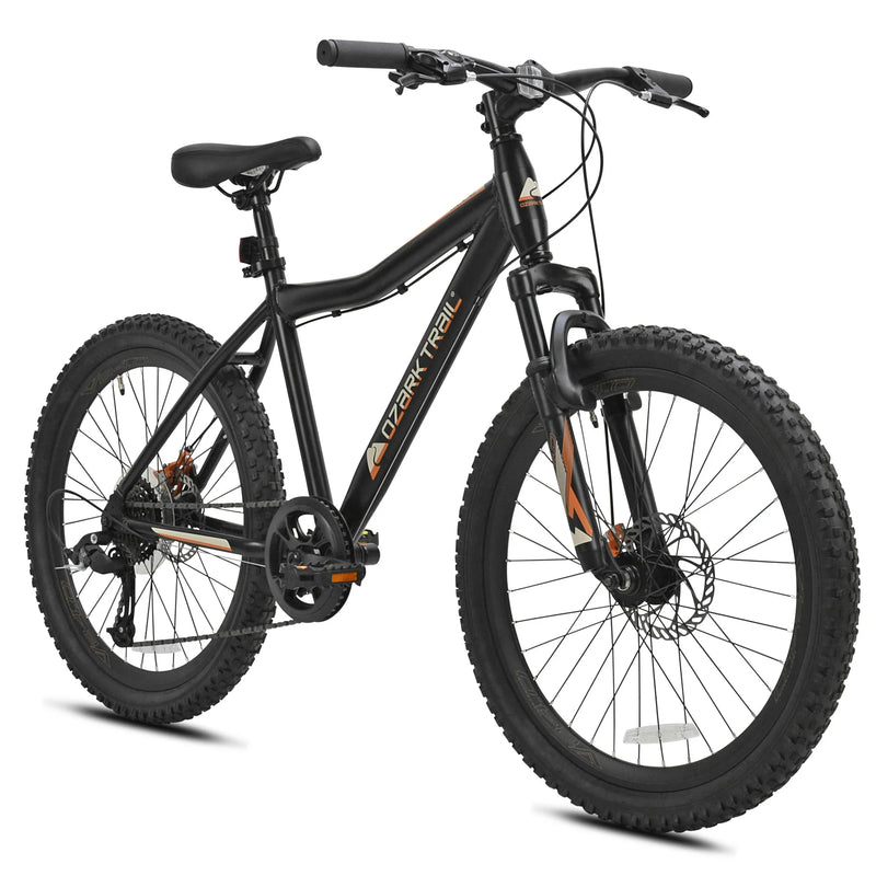 Ozark Trail Glide Mountain Bike, 24" Wheels, 8 Speed, Black, Fits Riders 4&