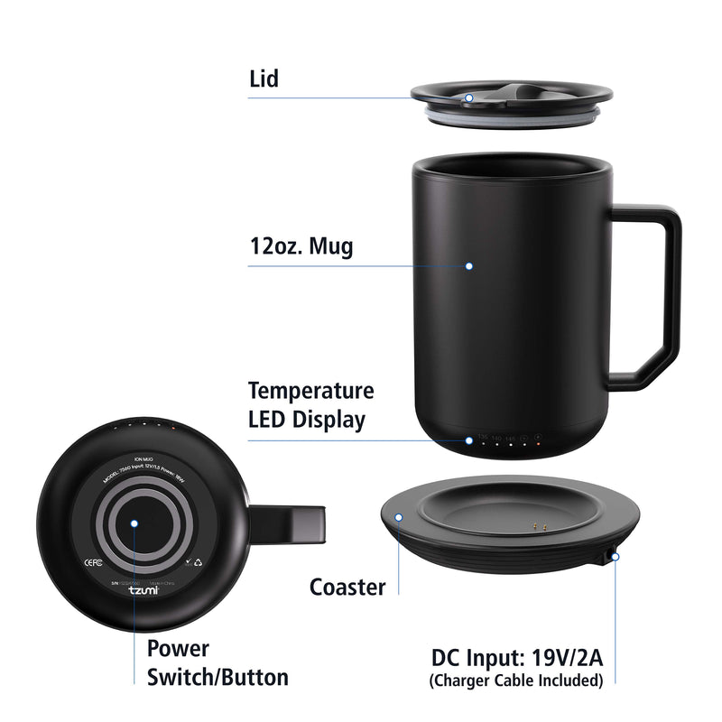 Mainstays Warming Coffee Mug, 12oz. Stainless Steel Coffee Mug with Mug Warmer