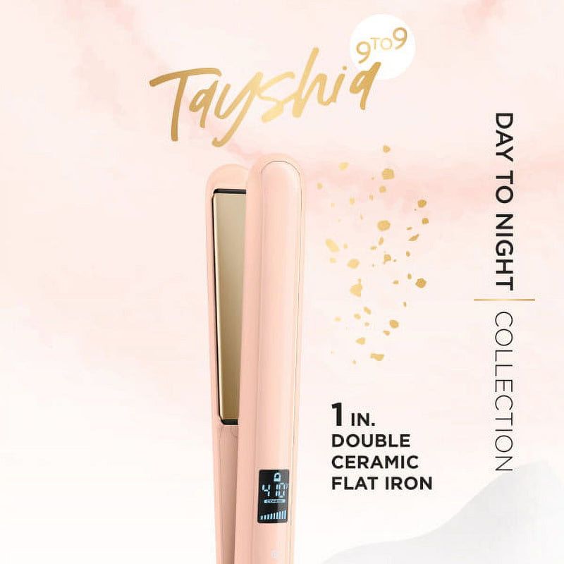 Tayshia by Conair Double Ceramic 1" Flat Iron Hair Straightener Peach CS224T