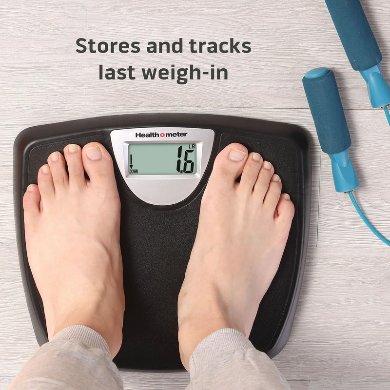 Health o meter Weight Tracking LCD Bathroom Scale, Black, 350lbs Capacity