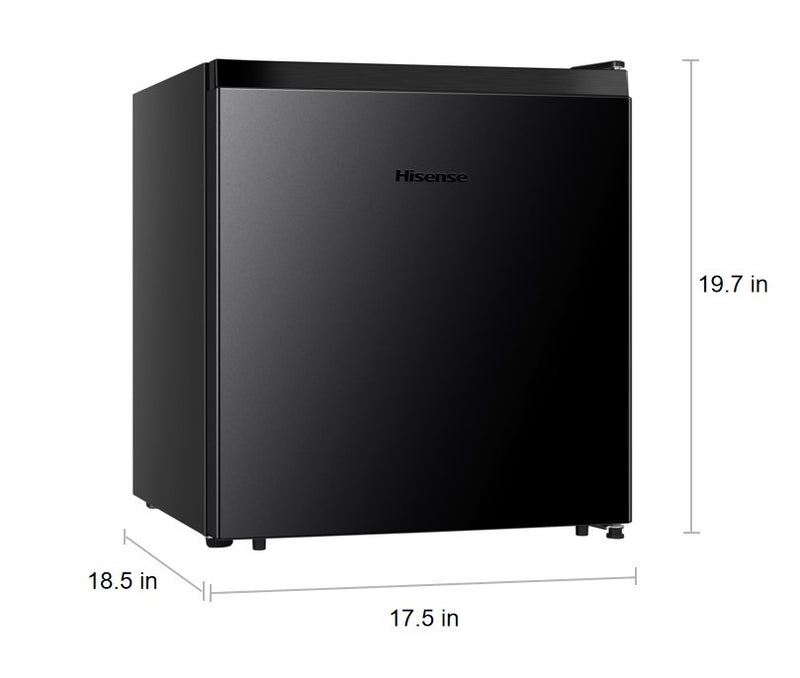 Hisense 1.6 Cu. ft. Single Door Mini Fridge, Black, 17.5" Width